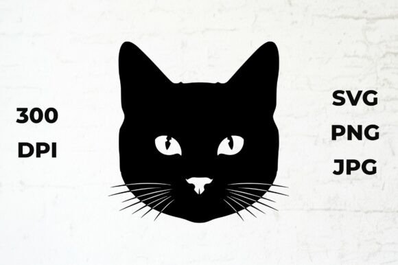 Black Cat Face Silhouette Illustration