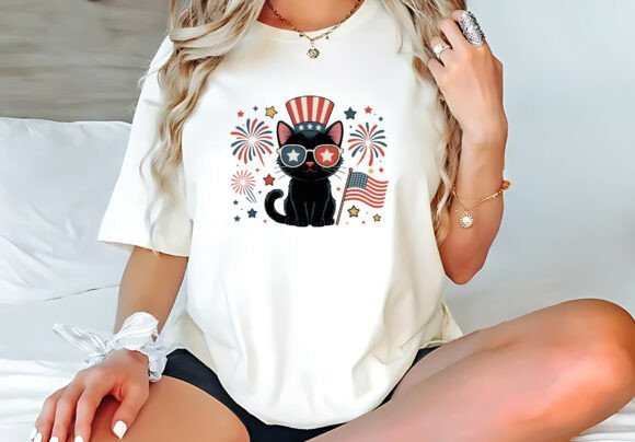 Black Cat USA Flag Firework 4th of July