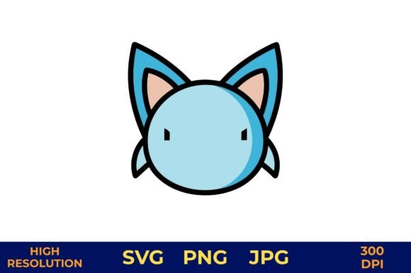 Blue Cat Ear Vector Icon Illustration