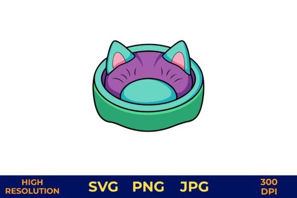 Cartoon Cat Bed with Cute Ears Vector