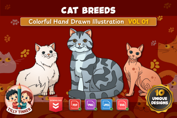 Cat Breeds Illustration Vol 01