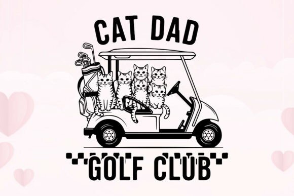 Cat Dad Golf Club Illustration with Cute