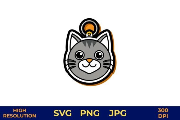 Cat Keychain with Bright Outline Design