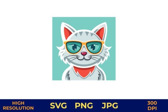 Cat Portrait with Sunglasses and Bandana