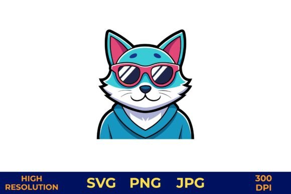 Cool Cartoon Cat Wearing Sunglasses
