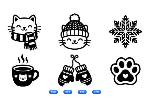 Cozy Winter Cat Clipart Pack