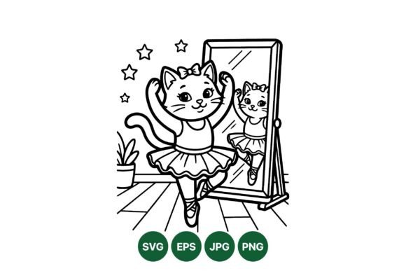 Cute Ballerina Cat Vector Art