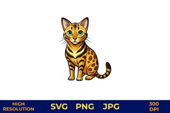 Cute Bengal Cat Vector Design