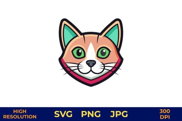 Cute Cartoon Cat Head Vector