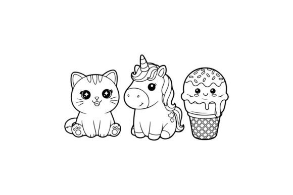 Cute Cartoon Cat Unicorn Ice Cream Vector