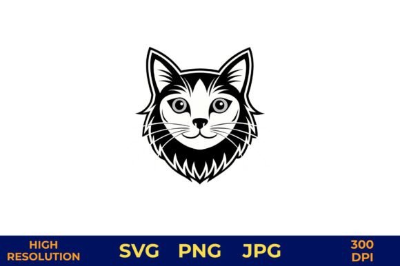 Cute Cat Face Vector Illustration