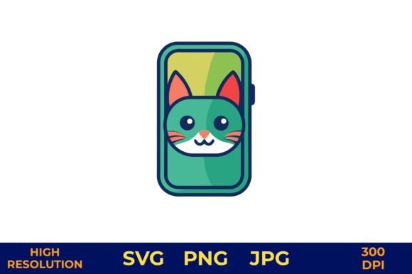 Cute Cat Face Vector in Bright Colors