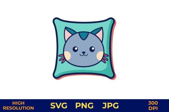 Cute Cat Face Vector Pillow Design