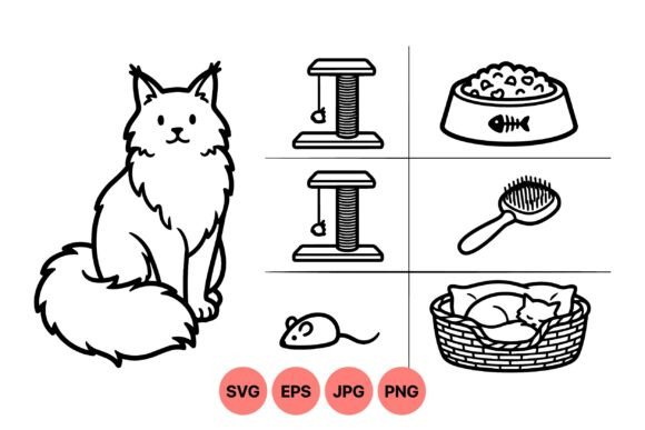Cute Line Art Cat Essentials