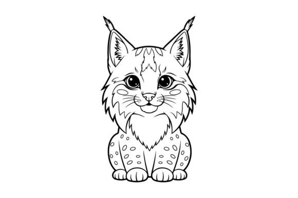 Cute Lynx Kitten Sitting Cartoon Vector