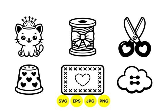 Cute Sewing Kit SVG Icons