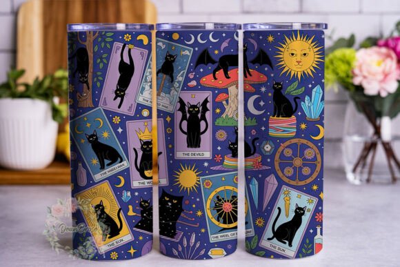 Mystical Black Cat Tarot Tumbler