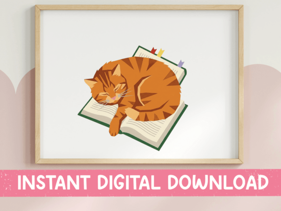 Orange Cat Sleeping on Open Book