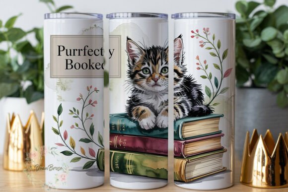 Purrfectly Booked Cat Book Lover Tumbler