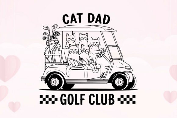 Retro Cat Dad Golf Club Feline Artwork