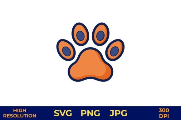Vector Cat Paw Print in Bright Colors