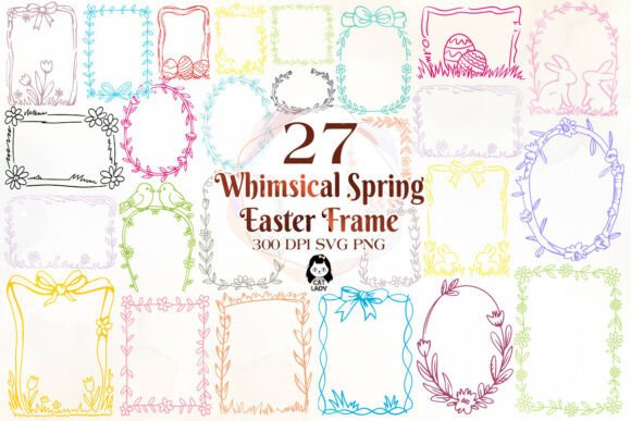 Whimsical Spring Easter Flower Frame SVG