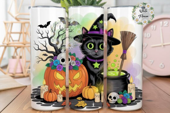 Witchy Cat Halloween 20oz Tumbler Wrap
